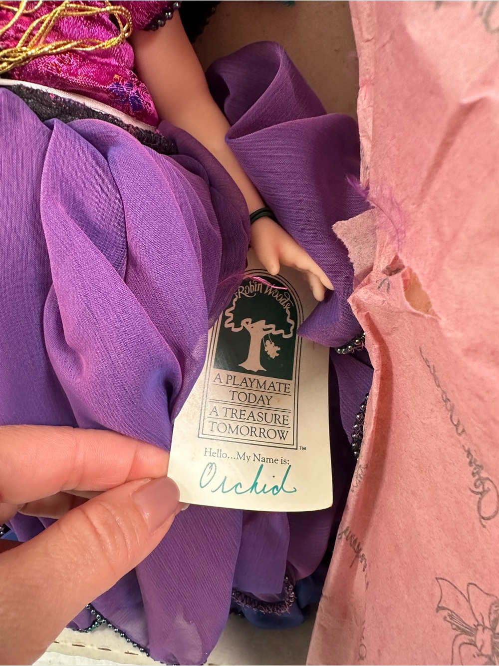Robin Woods Orchid Doll I Hear America Singing 1990 w Box Tag Vintage - Picture 3 of 12